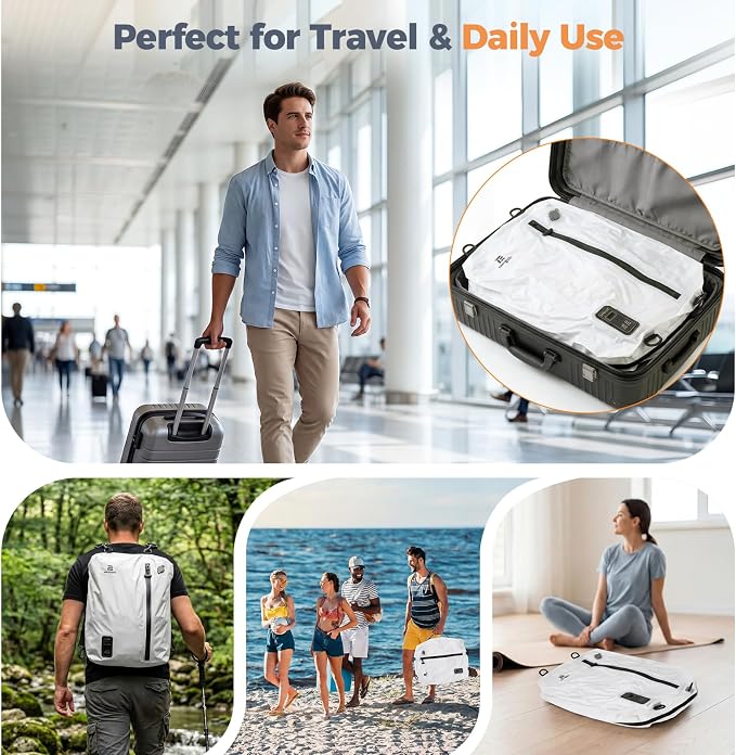 Travel Vacuum Bags with Built-in Pump, White | Reusable Vacuum Seal Bags for Clothing,Luggage,Packing Compression Storage Bags for Carry-On,Suitcase&Backpack - Image 8
