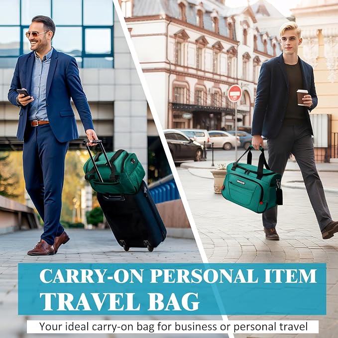 Underseat Carry On luggage Bag Airplanes Personal Item Bags, Gym Bag for Men Weekender Overnight Travel Tote Bag Shoulder Small Softside Carry on Luggage Travel Duffel Bags For Men,16 IN Peacock Green - Image 4