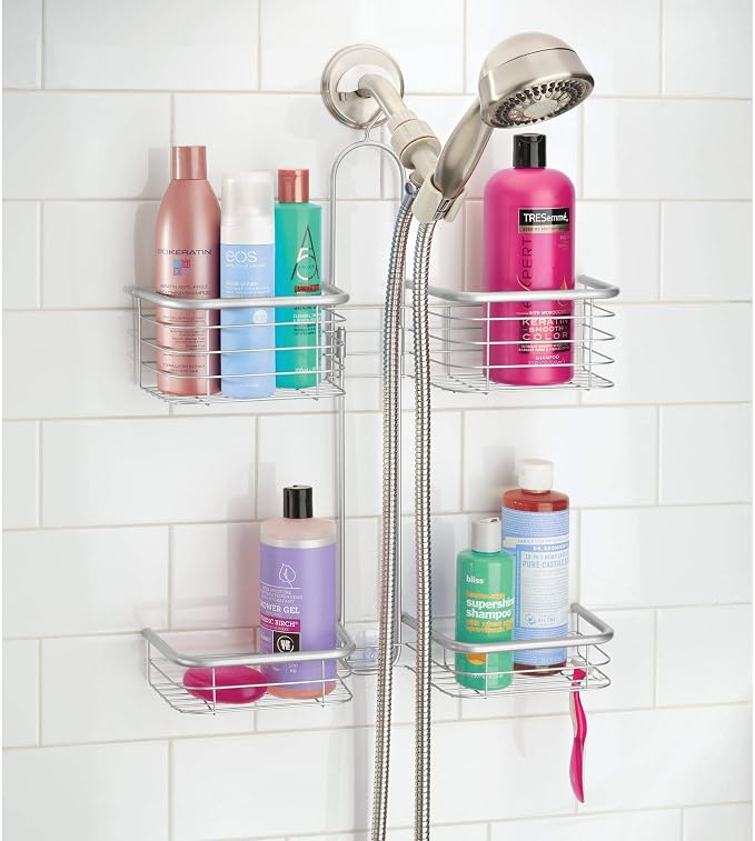 iDesign Hanging Handheld Shower Hose Caddy, Chrome | Storage for Shampoo, Conditioner, Body Wash - Image 4