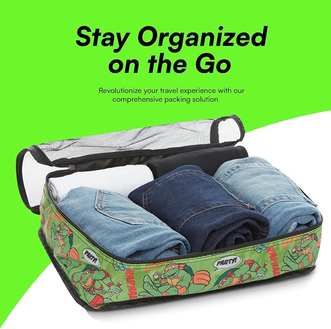 Teenage Mutant Ninja Turtles Packing Cubes - Leonardo, Raphael, Donatello, Michelangelo - TMNT 5 Piece Travel Luggage Organizer Set for Kids Teens Adults - Image 4