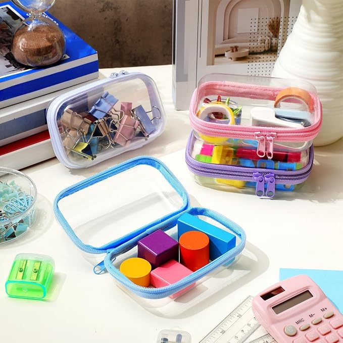 Hoolerry 4 Pcs Hard Clear Zipper Case Makeup Bags Plastic Zipper Pouch Transparent Storage Box Containers for Cosmetics, Snacks, Building Blocks, Puzzles(Clear,5 x 3 x 2 in,Multicolor) - Image 5