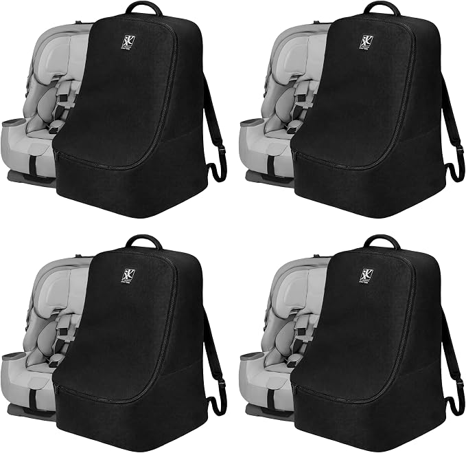 J.L. Childress Padded Backpack Car Seat Bag-Car Seat Travel Bag for Airplane,Cover Fits Baby & Infant Carriers & Boosters,Airport Accessories for Gate Check or Baggage Check-Ultimate,Black (Pack of 4) by JLChildressCoIncUSBaby