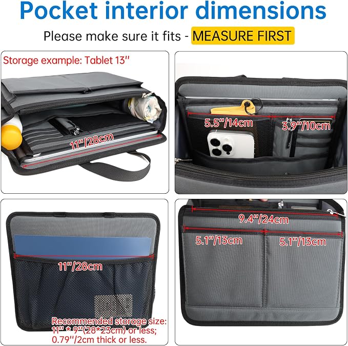 Small Rugged Organizer Insert for Briefcase Tote Shoulder Messenger Bag-19 Pockets,Padded Water-repellent Nylon-Pink - Image 7