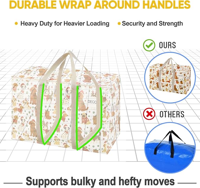 VENO 6 Pack Heavy Duty Moving Bags, Extra Large Storage Bags with Reinforced Handles & Strong Zippers, Foldable & Reusable Moving Box Alternative for Clothes & Dorm Storage - Image 5