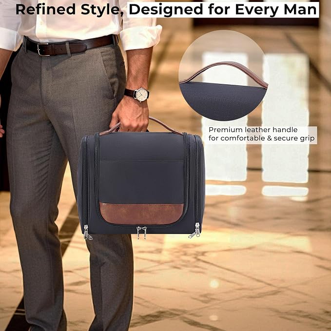 Ralnitote Large Hanging Toiletry Bag for Men, Travel Bathroom Bag with Hook, Hygiene Bag Organizer for Shower, Shaving & Grooming Essentials, Black - Image 6