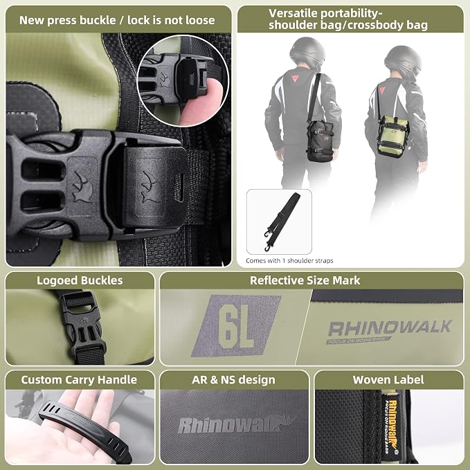 Rhinowalk Motorcycle Crash Bar Bag Waterproof 6L Motorcycle Frame Bag Saddle Bag Side Bag with Shoulder Strap - Image 3