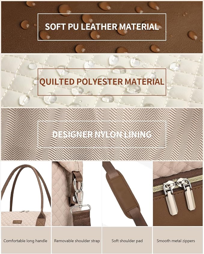 Weekender Bags for Women Travel, Under Seat Carry On Bags for Airplanes Overnight Bag with Shoe Compartment Luggage Sleeve, Foldie Travel Tote Bag Hospital Bag, Travel Gifts, Nude Brown - Image 6