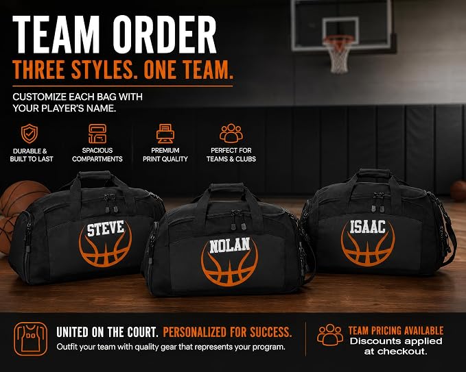 Personalized Basketball Duffel Bag with Shoe Compartment, Custom Basketball Bag with Name and Number, Basketball Travel Bag for Players, Team Sports Gear Bag - Image 7