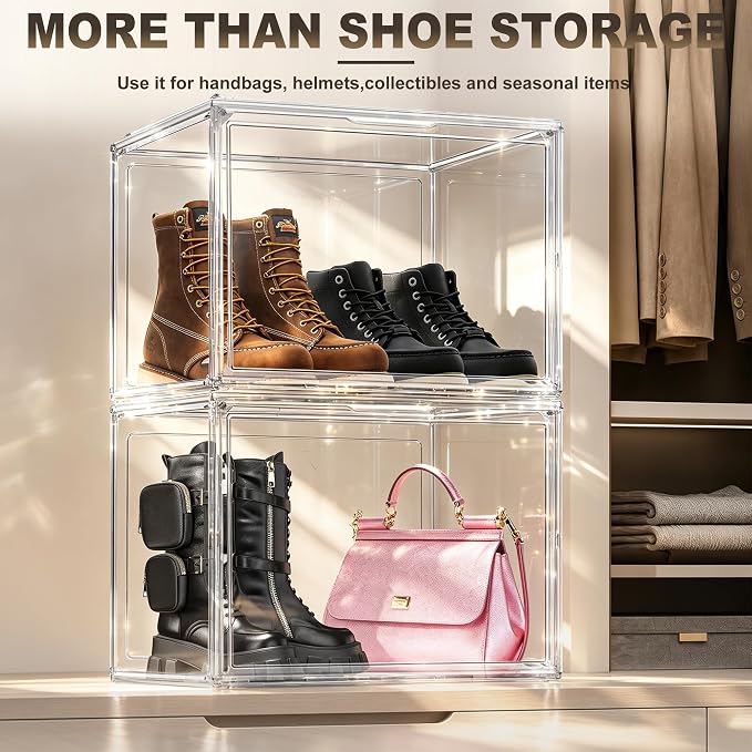 1 Pack Oversized Acrylic Boot Display, Clear Display Box for Boots&Handbags | 17.7 x 13 x 13 in XXX-Large PET box for boots, bulky sneakers, handbags and larger closet items,display closet organization - Image 8