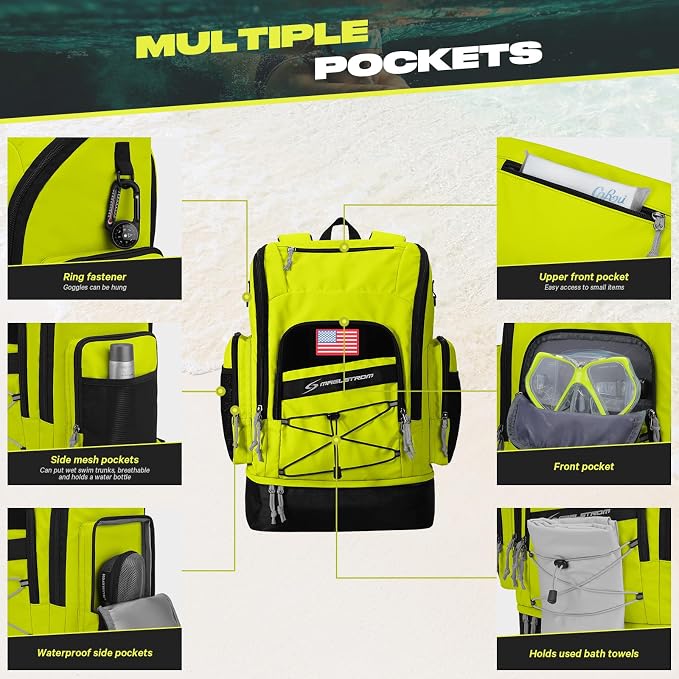 Maelstrom Waterproof Swim Backpack, Gear Sports Bag With Shoe Compartment | 35l Capacity, Durable Polyester, Ergonomic Back Padding, Lightweight. Ideal For Swimming, Snorkeling, Kayaking, Gym, Travel - Image 3
