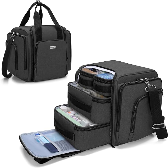 BAFASO Large Pill Bottle Organizer with 4 Inner Removable Pouches, Medicine Bag Come with Shoulder Strap (BAG ONLY), Black by BAFASO