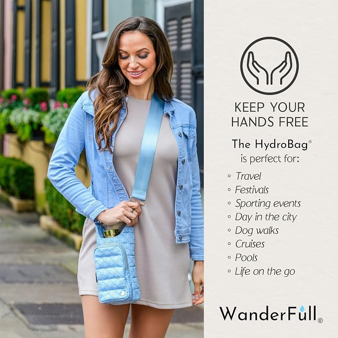 WanderFull® Original HydroBag®, Fits Up to 32 oz Water Bottle Holder with Strap, Gift for Women, Hands-Free Crossbody, Water Bottle Carrier Bag with Phone Pocket - Image 4