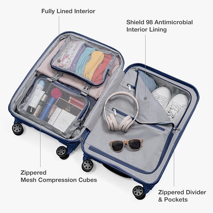 Traveler's Choice Pagosa Hardshell Expandable Luggage with Spinner Wheels, Navy, 2-Piece Set (22/27) - Image 7