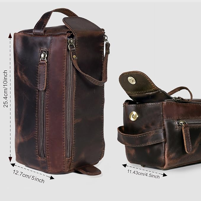 cuero Genuine Buffalo Leather Unisex Toiletry Bag Travel Leather Dopp Kit Made With High Class Buffalo Leather - Image 5