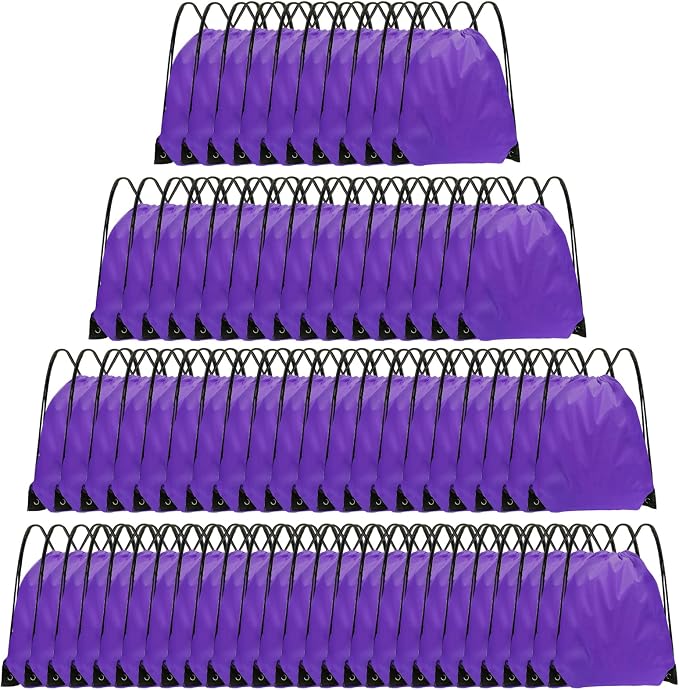 Grneric Drawstring Backpack Bulk 70Pcs String Backpack Drawstring Bags Cinch Bag Sackpack for Men Women Gym(Purple) by Grneric