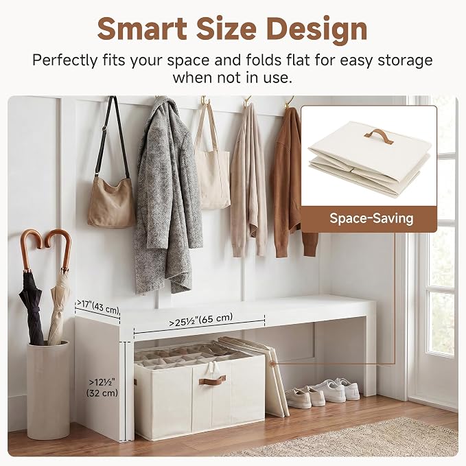 StorageWorks Shoe Organizer for Closet, Fits up to 24 Pairs, Shoe Cubby Storage Containers with Adjustable Dividers and Clear Cover, Beige - Image 4