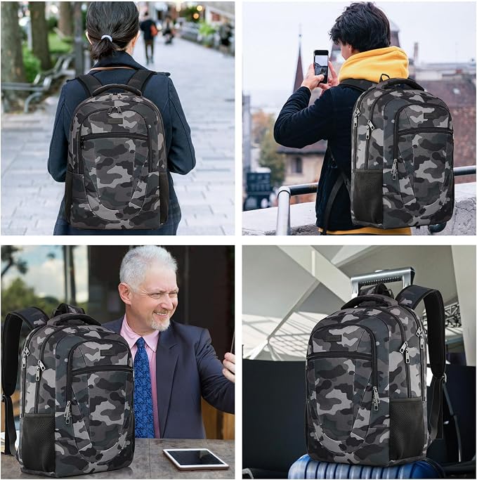 BIKROD Travel Laptop Backpack for Men, Backpacks for School Teen Boys, Business Anti Theft Slim Sturdy Back Pack, Adult Computer Bag Gift 17.3 IN Laptop, Camouflage - Image 5