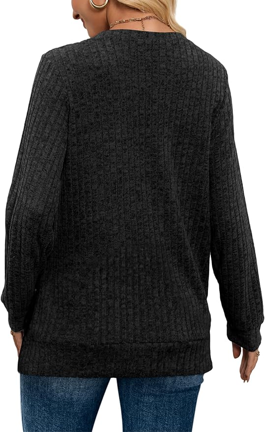 Sampeel V Neck Long Sleeve Shirts for Women Casual Fall Tops Lightweight Tunic Sweaters Fashion Clothes Loose Fit 2025