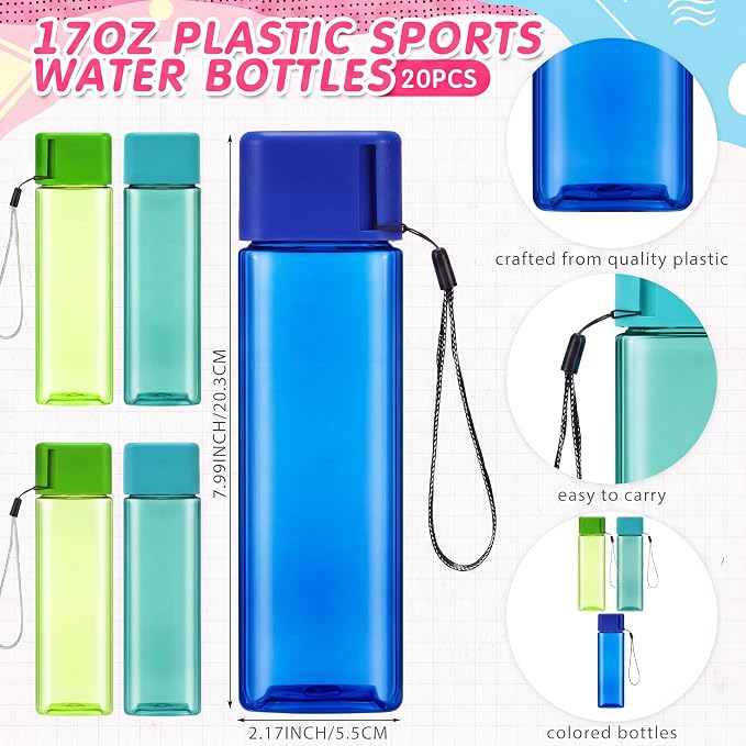 60 Pcs Bulk Backpacks Water Bottle Pencil Pouch Supplies, Backpack Donate Set, Lightweight Book Bags for Outdoor Travel(square Bottle, Green&lake Blue&royal Blue) - Image 4