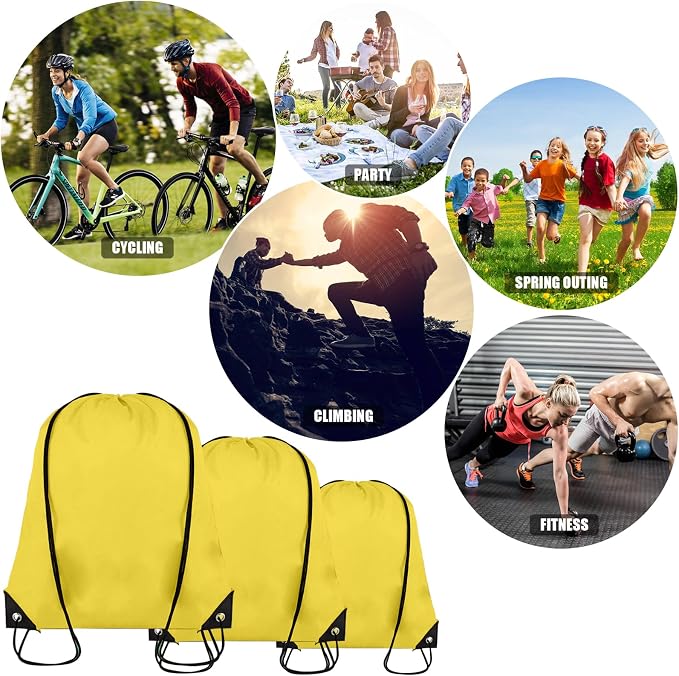 Grneric 60 Pieces Drawstring Backpack Bulk Cinch Sackpack Ployster Drawstring Bags for Gym Party Trip(Yellow) - Image 6