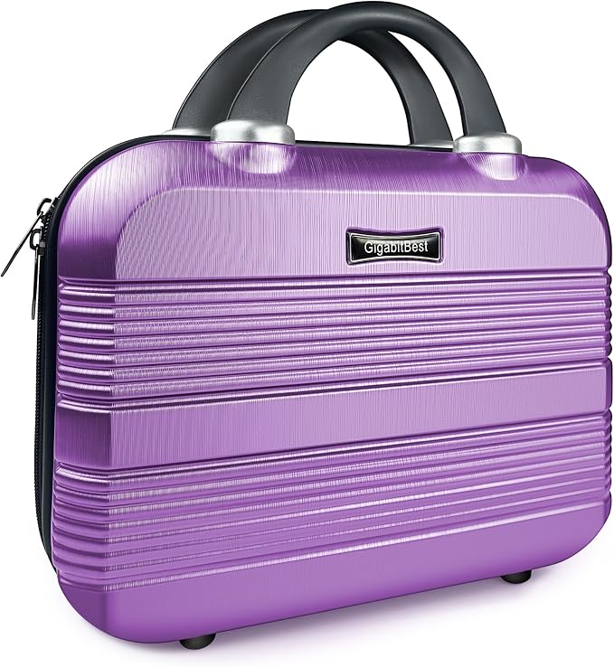 14 Inch Waterproof Hard Shell Travel Makeup Case (Purple) | ABS Scratch-Proof, Carrying Cosmetic Organizer Case with Elastic Band, Train Case, Mini Suitcase Vanity Case for Women Girl by Gigabit