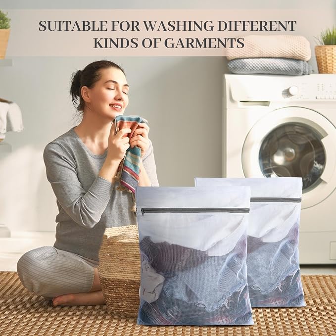 36 Pieces Mesh Laundry Bags Fine Mesh Wash Bags with Zipper Machine Washable Lingerie Bags for Washing Delicates Clothes Garment Underwear Blouse Hosiery Socks Travel, 16 x 20 Inches (Gray) - Image 6