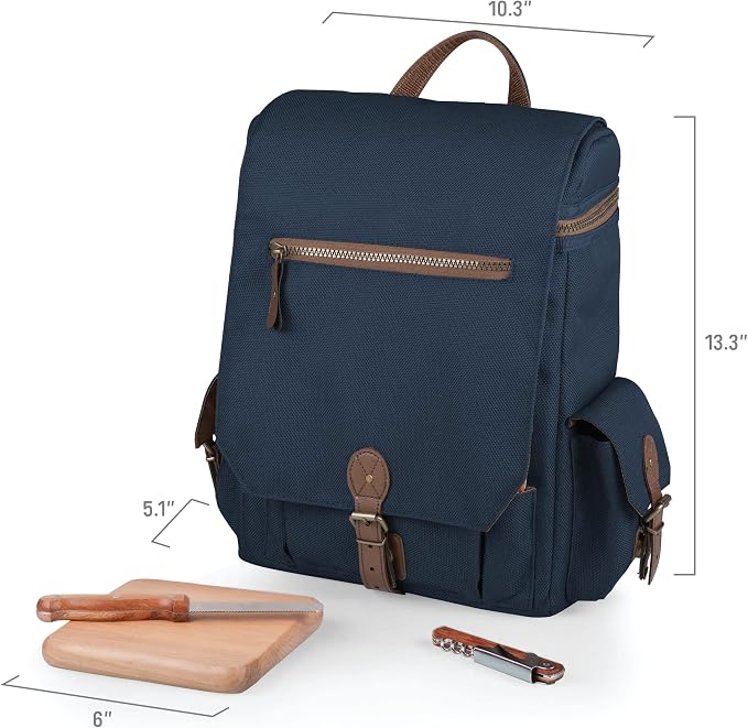 LEGACY - a Picnic Time brand Moreno 3-Bottle Wine & Cheese Tote, Padded Wine Carry Tote Bag with Handle and Adjustable Shoulder Strap, (Navy Blue) - Image 6