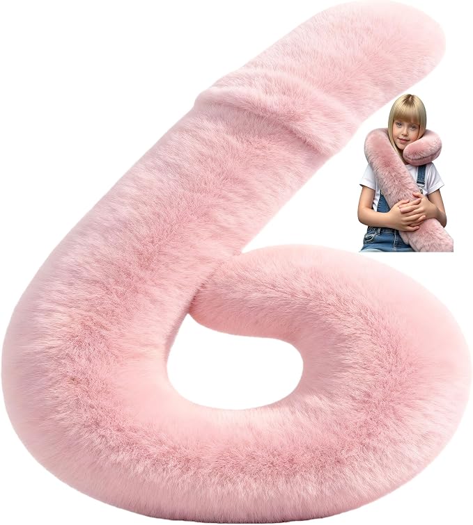 Car Travel Pillow, car Pillow for Kids and Adults, Ergonomic Travel Pillow Providing Neck and Body Support, a Sleep aid, Children's Travel Pillow -Pink by ZXMCJD