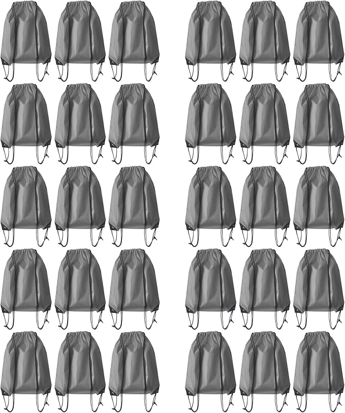 Drawstring Backpack Bulk 30Pcs Draw String Backpack Bags DIY Gym Sports Traveling Yoga Cinch Bag Sackpack Drawstring (grey) by Unknown