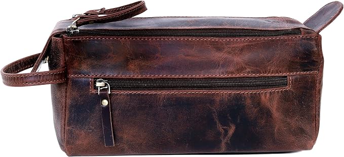 Leather Travel Dopp Kit Toiletry Bag Men Shaving Women and Mens Case Bags Organizer Bathroom Shaving kit - Image 2