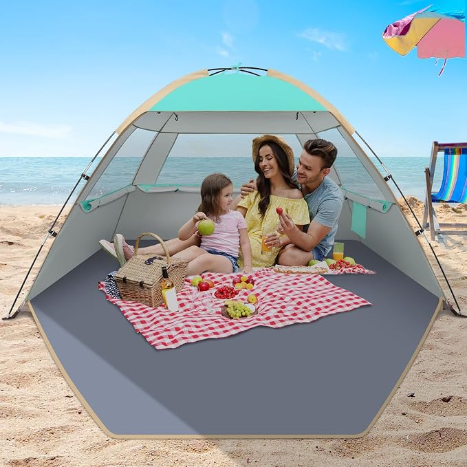 Gorich Beach Tent Sun Shelter for 3/4/6/8/10 Person with UPF 50＋ UV Protection, Lightweight & Easy Setup Beach Shade Canopy, Portable Beach Shade Tent Beach Cabana - Image 7