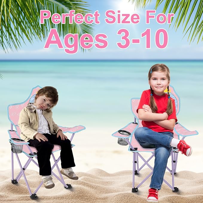 KABOER Kids Outdoor Folding Camping Chair with Cup Holder Carrying Bag | Portable Camping Chair for Beach Picnic Camping Travel Lawn Ages 3-10 - Image 6