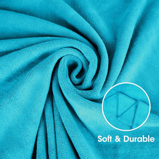 JML Bath Towel, Microfiber Bath Towels Set, 4 Pack (30" x 60") - Large Size, Extra Absorbent, Quick Drying, Multipurpose Use as Hair Wrap for Women, Bath, Fitness, Sports, Yoga, Teal - Image 6