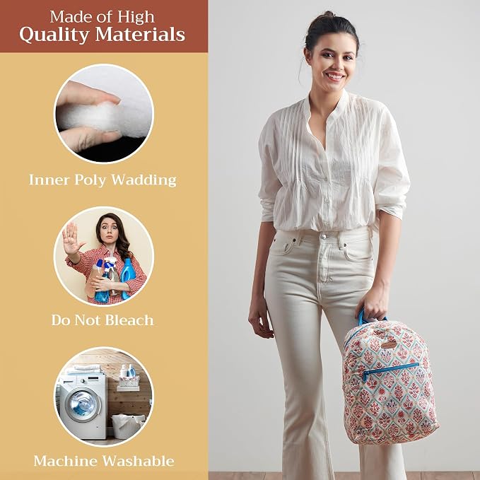 Maison d' Hermine Backpack for Women Men Cotton Shoulder Multipurpose Rucksack with Small Pouch Lightweight Multi Pocket Bag for Travel Work Beach Perfect for Spring Summer (Albane) - Image 3