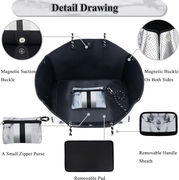 QOGiR Neoprene Multipurpose Beach Bag Tote with Inner Zipper Pocket … … … … - Image 4