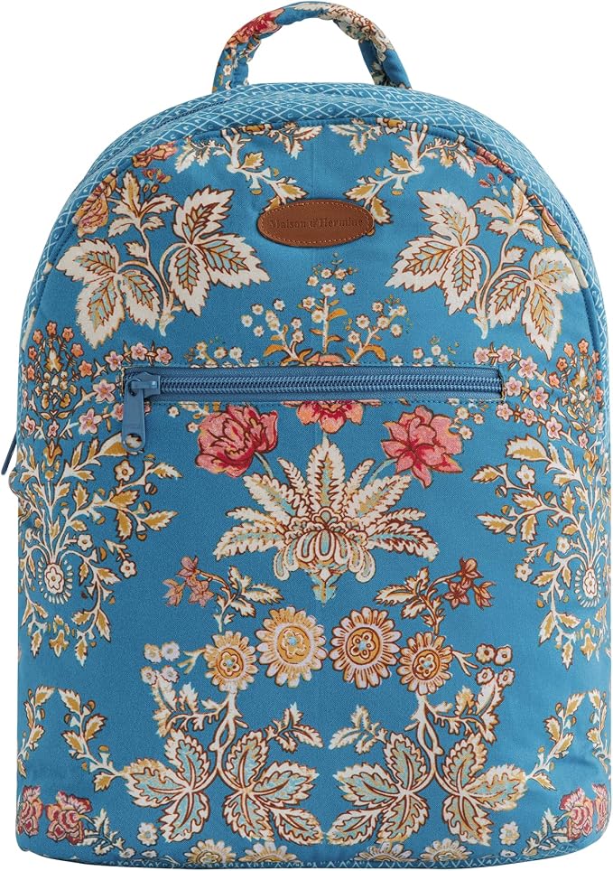 Maison d' Hermine Backpack for Women Men Cotton Shoulder Multipurpose Rucksack with Small Pouch Lightweight Multi Pocket Bag for Travel Work Beach Perfect for Spring Summer (Marquise - Blue) by MaisondHermine