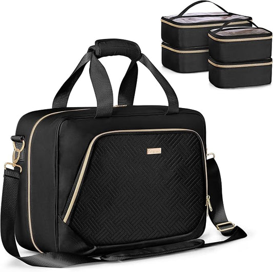 Professional Makeup Artist Bag, Large Makeup Organizer Travel Case | Makeup Bag with 4 Cosmetic Cases, Hair Tools Pocket, Makeup Kit Storage Section, Travel Organizer for Artist by Prokva