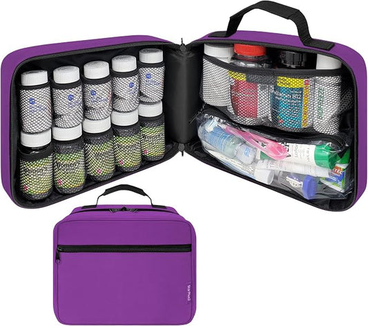 Large Pill Bottle Organizer & Medicine Bag for Travel, Purple | Prescription bottle organizer with 10 bottle pockets and padded storage for medication bottles, supplements, vitamins by StarPlus2