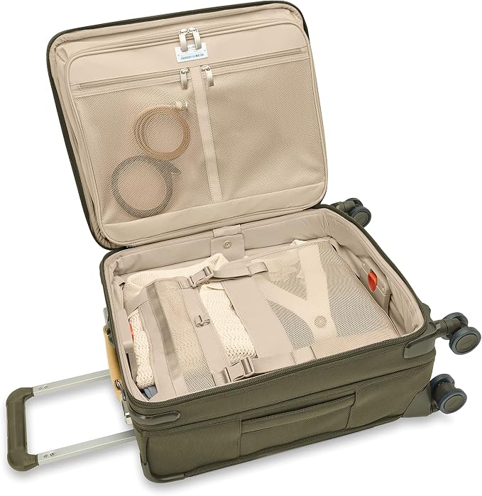 Briggs & Riley 21" Global Carry On Expandable Spinner - Luggage for International Travel, Suitcases with Wheels, Softside Rolling Bag for Men & Women, Self-Repairing Zipper- Baseline Collection, Olive - Image 14