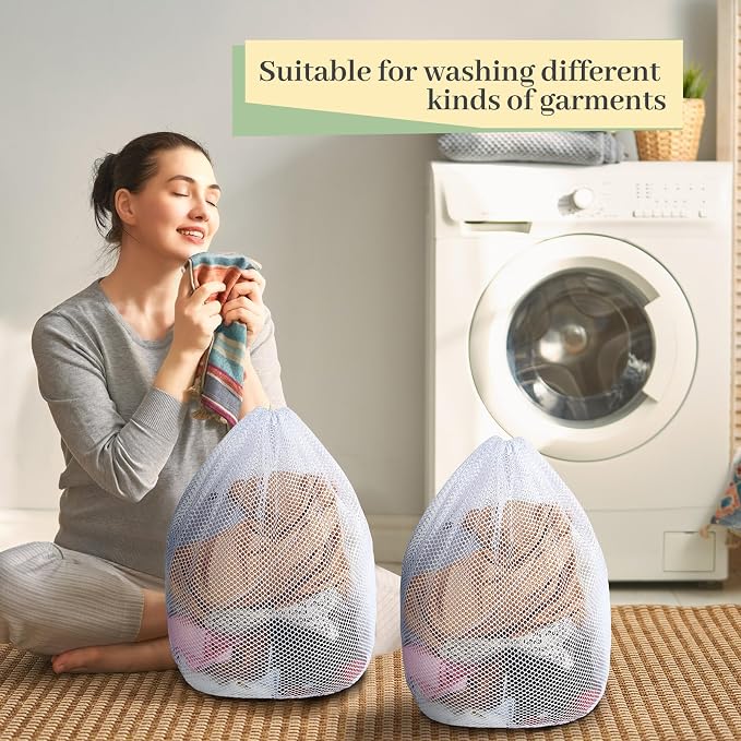 40 Pcs Mesh Laundry Bags Bulk with Drawstring 20 x 24'' White Heavy Duty Mesh Bag Machine Washable Sturdy Large Net Laundry Wash Bag for Dormitory College Apartment Travelling Camping - Image 6