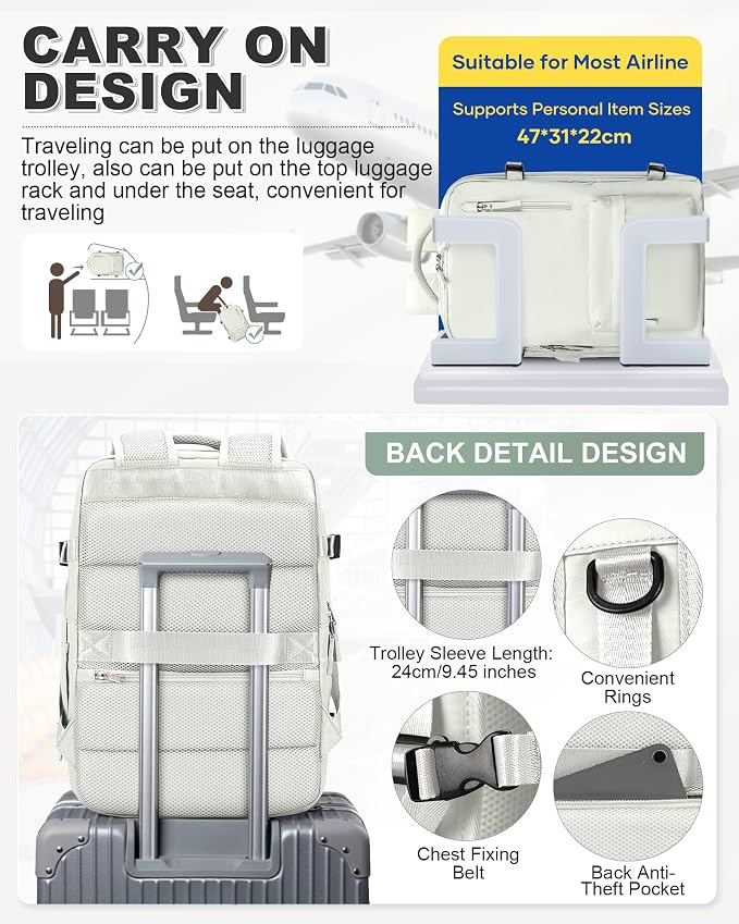 VGCUB Vacuum Backpack Travel with Pump, Vacuum Seal Compression Bags Laptop Backpack Personal Item - Image 5