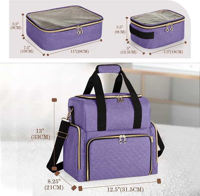 LUXJA Large Travel Makeup Bag with 3 Removable Cases, Cosmetic Bag with Detachable Dividers (Patent Pending), Purple - Image 6