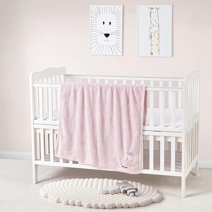 CREVENT Baby Welcome Gift Set Storage Basket with 2 Blankets+ 1 Security Blanket + 1 Taggie + 1 Gift Bag with Ribbon (Pink) - Image 5