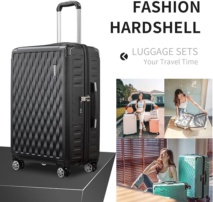 Melalenia Luggage 10 Piece Sets Clearance,Large Suitcase Set Spinner Wheels with TSA Locks,Hard Shell Luggage Sets for Women Travel Suitcase (10Pcs Black) - Image 7