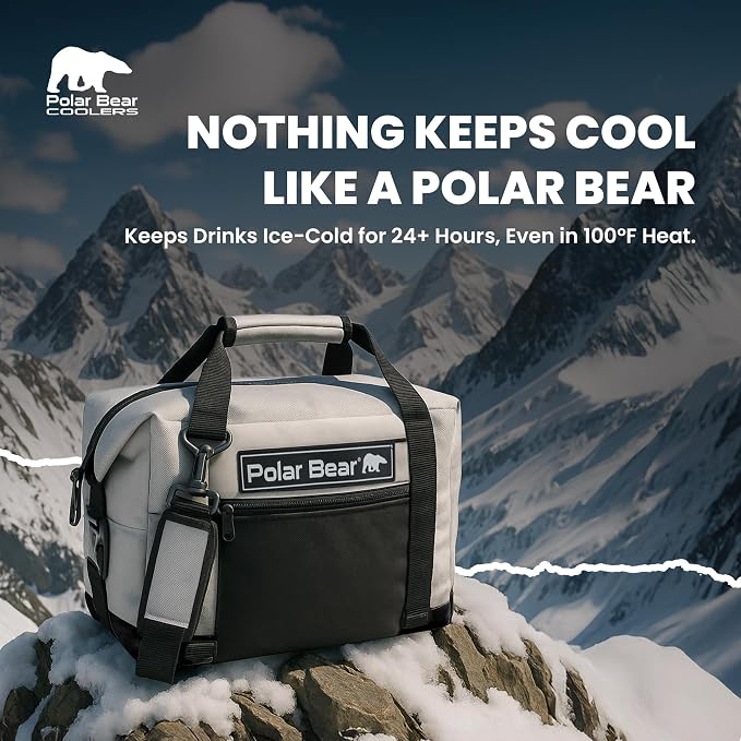 Polar Bear Coolers - Original Soft Cooler Bag - Insulated Leak Proof Beach Cooler Bag, Small Thermal Bags for Travel - Heavy Duty & Portable - Sweat Proof Picnic Carrier - Nylon - Image 5