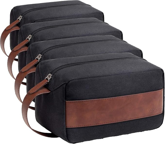 Vorspack Toiletry Bag for Men - Water Resistant Travel Bag for Toiletries, Accessories, Travel Essentials, Gifts - Black (Pack of 4) by Vorspack