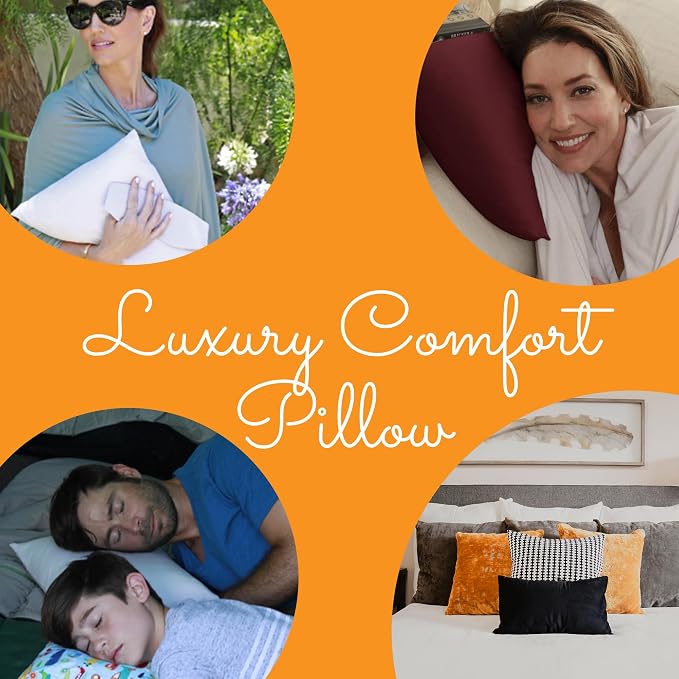 Happyluxe Travel Pillow for Long Flights - Soft, Small, Alternative to Down and Memory Foam. 17 x 13in - Made in The USA, Cabernet Red Airplane Pillow for Adults Sleeping, Camping or Nap - Image 3