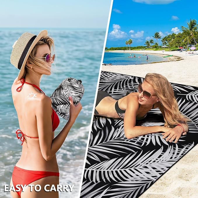 HIHOHO Beach Blanket Waterproof Sandproof Extra Large Beach Mat 79" X 83"/120"x108"for 1-8 Adults Quick Drying Durable Outdoor Picnic Mat for Beach Travel Camping Hiking - Image 4