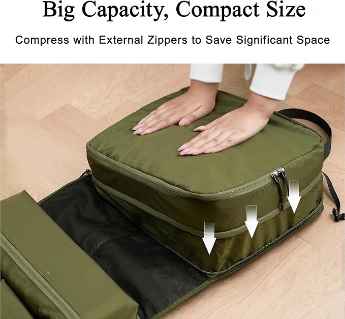 Bee Nesting 6-in-1 Hanging Travel Shelves,Compression Packing Cubes Organizer for Luggage,Portable Closet with 6 Compartments,Water-Repellent Carry On Packing Storage for Business,Gym,Cruise - Image 7