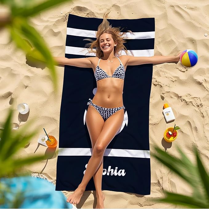 JML Personalized Beach Towel with Name, Custom Anchor Beach Towel, Customized Microfiber Pool Towel, Quick Dry & Absorbent Swim Towel for Adult,Anniversary, Birthday, Summer Holiday,Vacation - Image 7